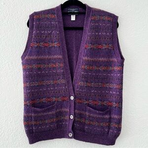 VTG Harold's Purple Scottish Hand Loom Knit Sweater Vest Women’s Size Medium